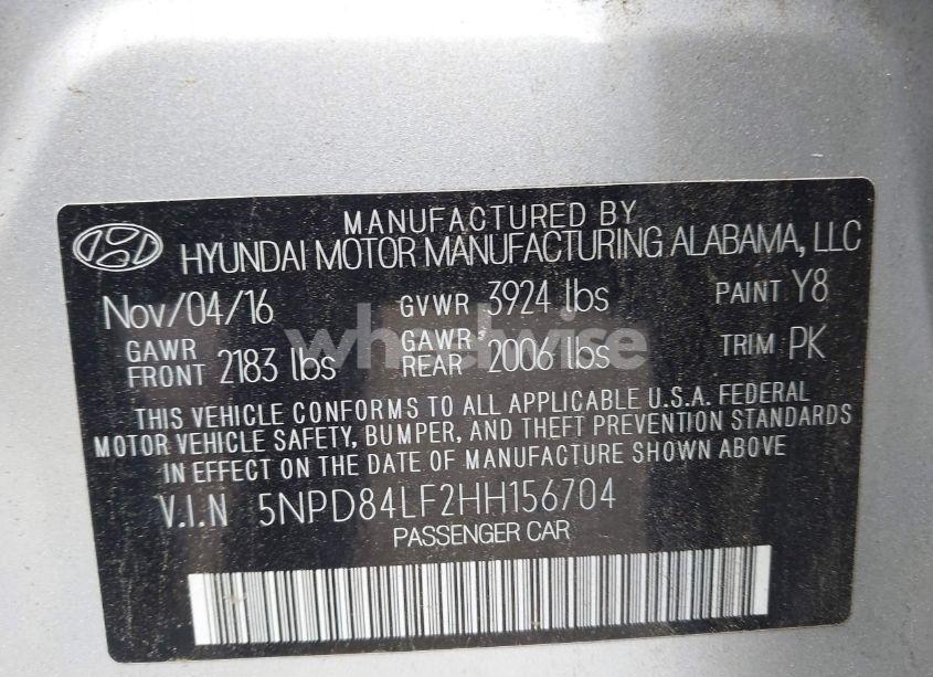 Photo 9 of 2017 Hyundai Elantra SE (VIN 5NPD84LF2HH156704)