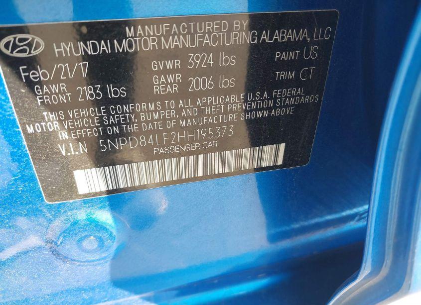 Photo 9 of 2017 Hyundai Elantra VALUE EDITION (VIN 5NPD84LF2HH195373)
