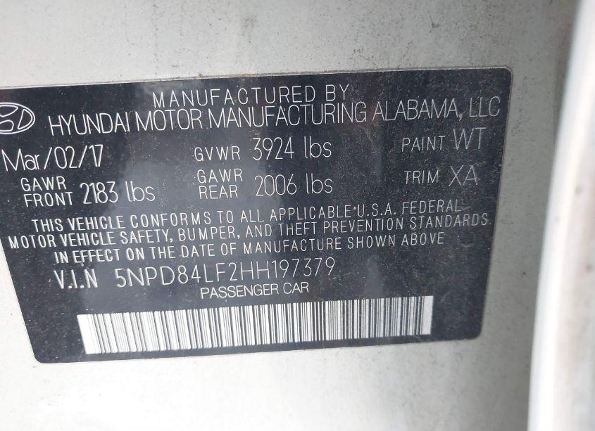 Photo 9 of 2017 Hyundai Elantra VALUE EDITION (VIN 5NPD84LF2HH197379)