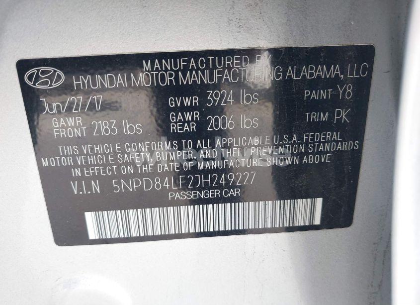 Photo 9 of 2018 Hyundai Elantra SEL (VIN 5NPD84LF2JH249227)