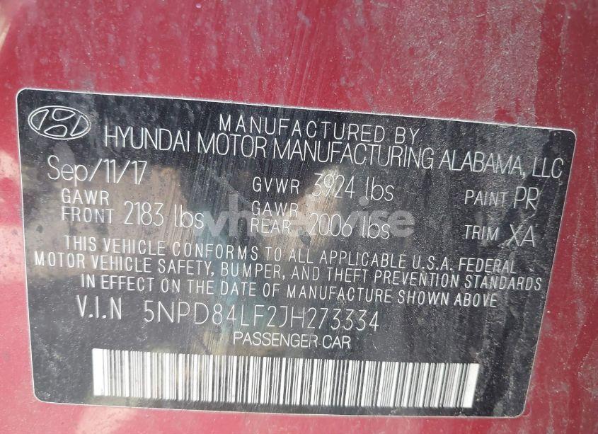 Photo 9 of 2018 Hyundai Elantra VALUE EDITION (VIN 5NPD84LF2JH273334)