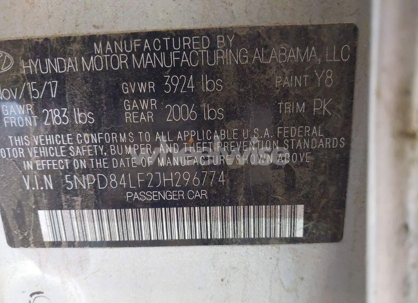 Photo 9 of 2018 Hyundai Elantra SEL (VIN 5NPD84LF2JH296774)