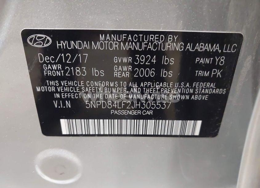 Photo 9 of 2018 Hyundai Elantra VALUE EDITION (VIN 5NPD84LF2JH305537)