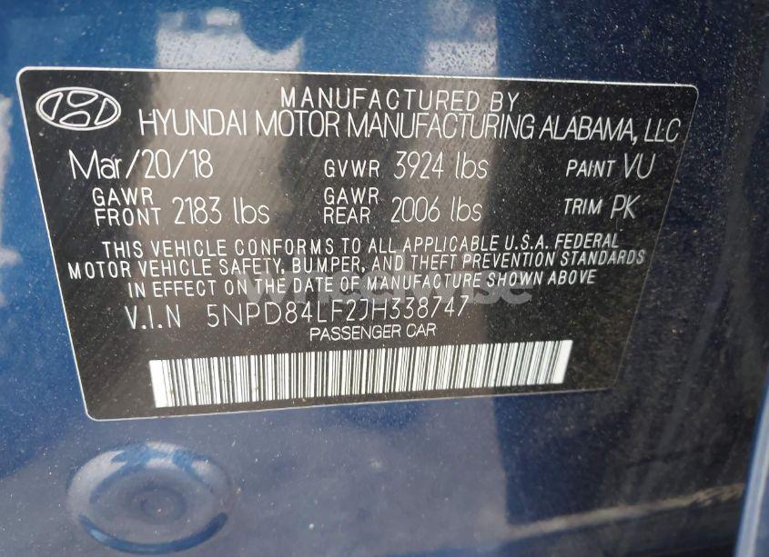 Photo 9 of 2018 Hyundai Elantra SEL (VIN 5NPD84LF2JH338747)