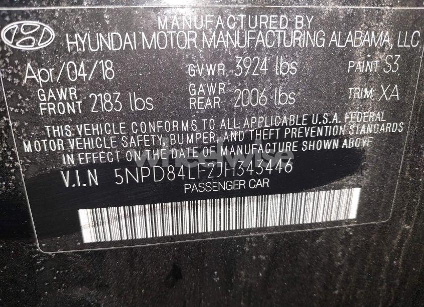 Photo 9 of 2018 Hyundai Elantra SEL (VIN 5NPD84LF2JH343446)