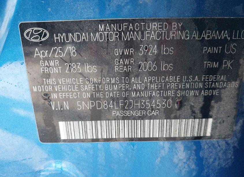 Photo 9 of 2018 Hyundai Elantra SEL (VIN 5NPD84LF2JH354530)