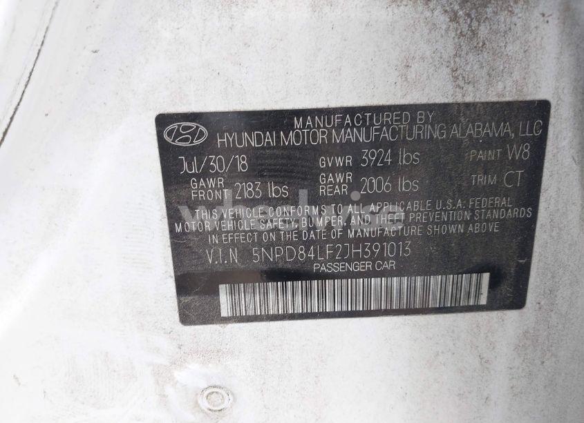 Photo 9 of 2018 Hyundai Elantra SEL (VIN 5NPD84LF2JH391013)