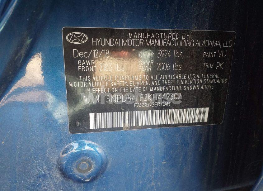 Photo 9 of 2019 Hyundai Elantra SEL (VIN 5NPD84LF2KH449302)