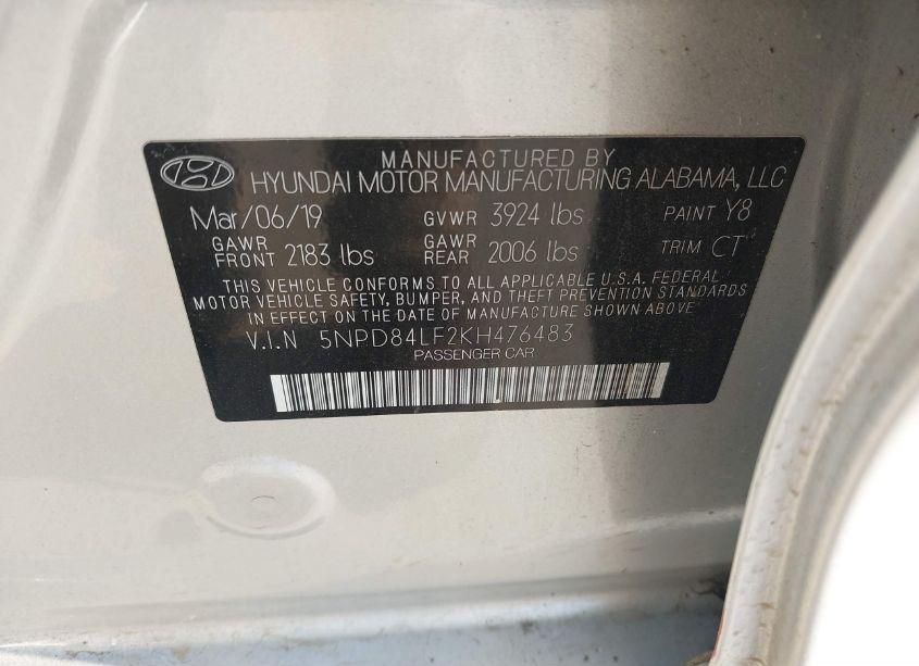 Photo 9 of 2019 Hyundai Elantra SEL (VIN 5NPD84LF2KH476483)