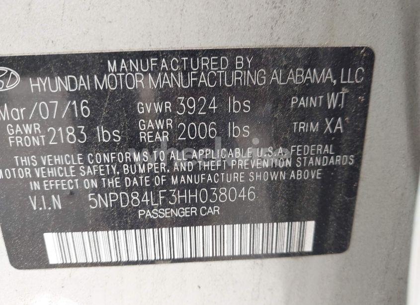 Photo 9 of 2017 Hyundai Elantra SE (VIN 5NPD84LF3HH038046)