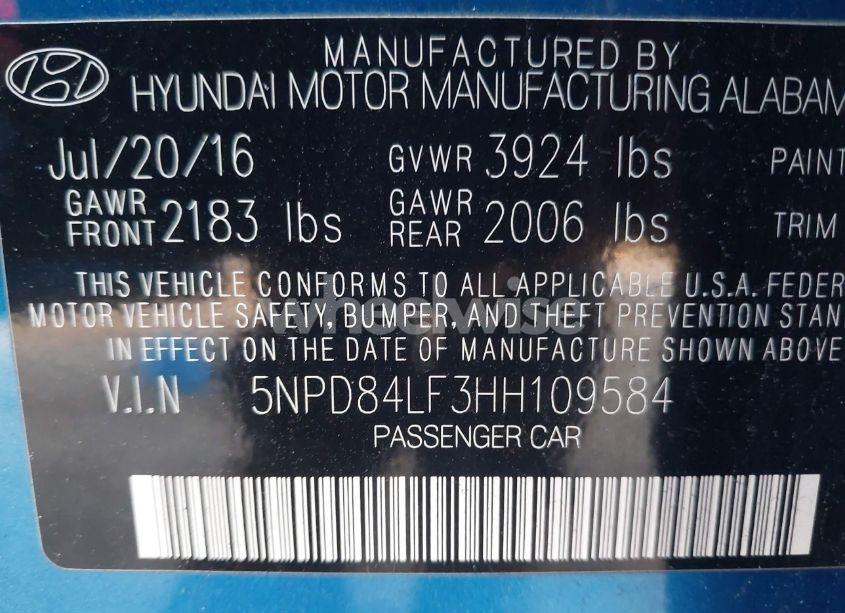 Photo 9 of 2017 Hyundai Elantra SE (VIN 5NPD84LF3HH109584)