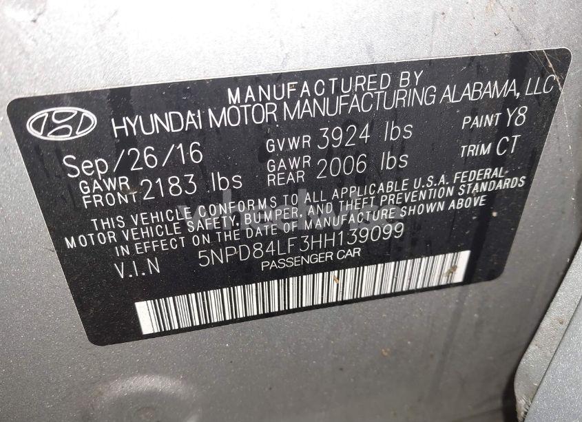 Photo 9 of 2017 Hyundai Elantra VALUE EDITION (VIN 5NPD84LF3HH139099)