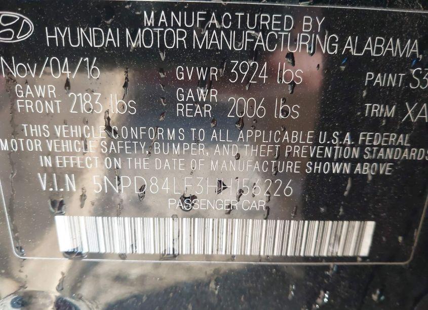 Photo 9 of 2017 Hyundai Elantra VALUE EDITION (VIN 5NPD84LF3HH156226)