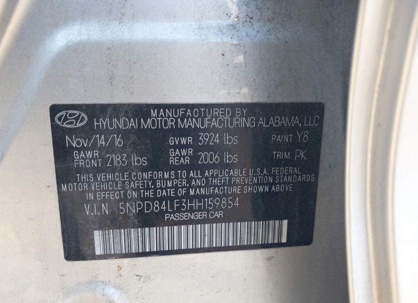 Photo 9 of 2017 Hyundai Elantra SE (VIN 5NPD84LF3HH159854)