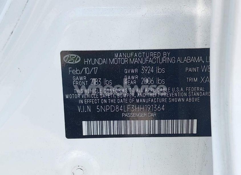 Photo 9 of 2017 Hyundai Elantra VALUE EDITION (VIN 5NPD84LF3HH191364)