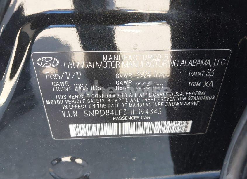 Photo 9 of 2017 Hyundai Elantra SE (VIN 5NPD84LF3HH194345)