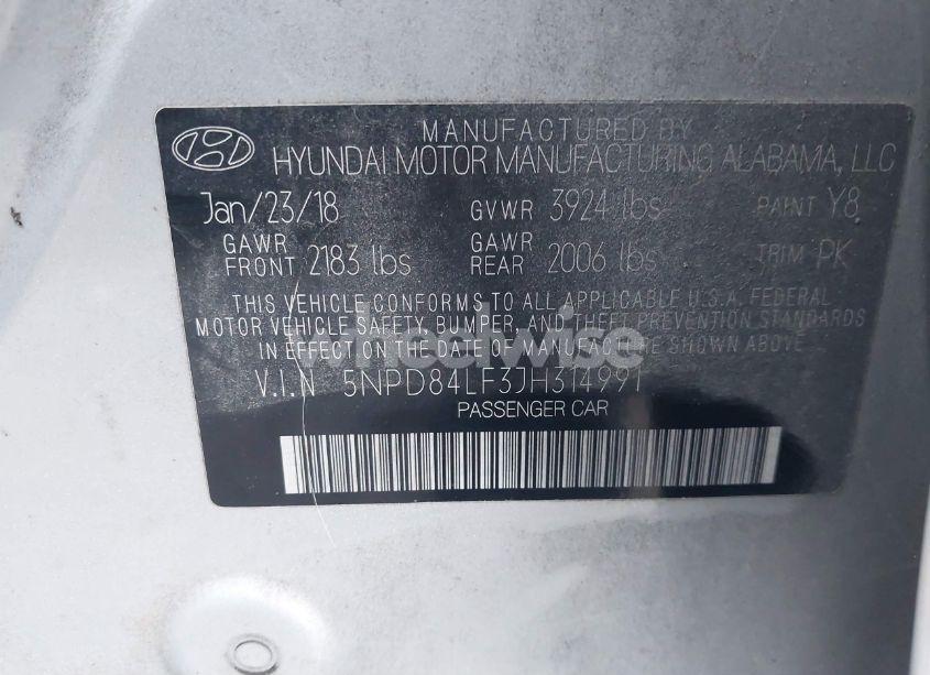 Photo 9 of 2018 Hyundai Elantra SEL (VIN 5NPD84LF3JH314991)