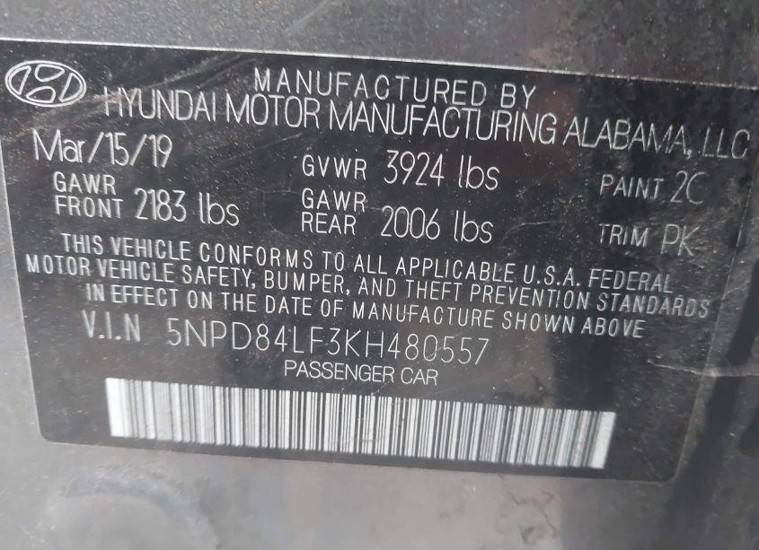 Photo 9 of 2019 Hyundai Elantra SEL (VIN 5NPD84LF3KH480557)