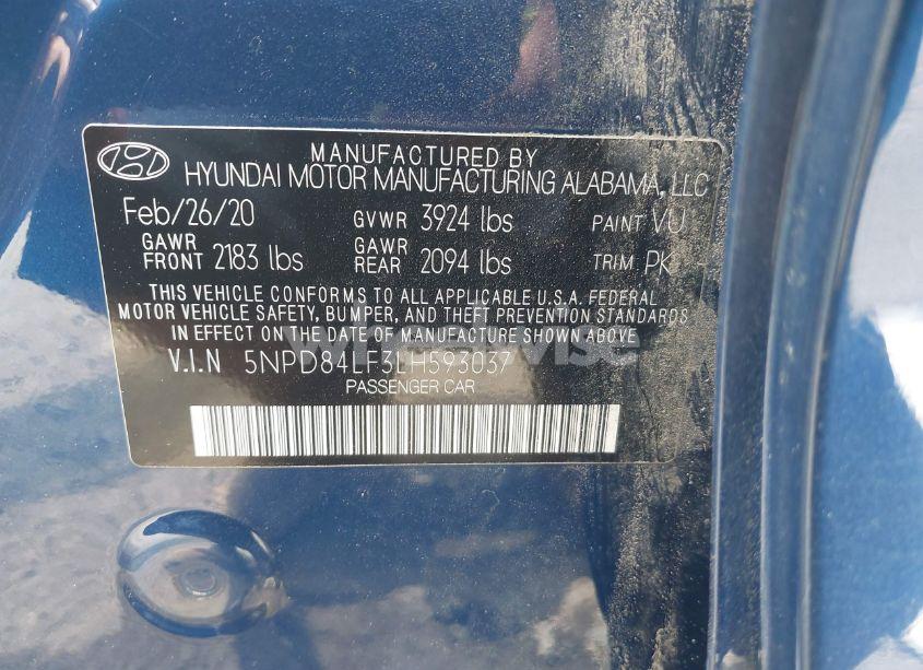 Photo 9 of 2020 Hyundai Elantra SEL (VIN 5NPD84LF3LH593037)