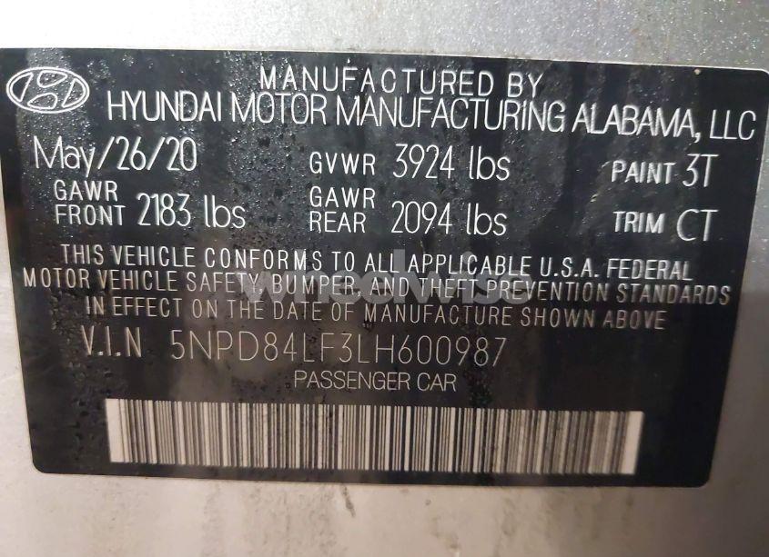 Photo 9 of 2020 Hyundai Elantra VALUE EDITION (VIN 5NPD84LF3LH600987)