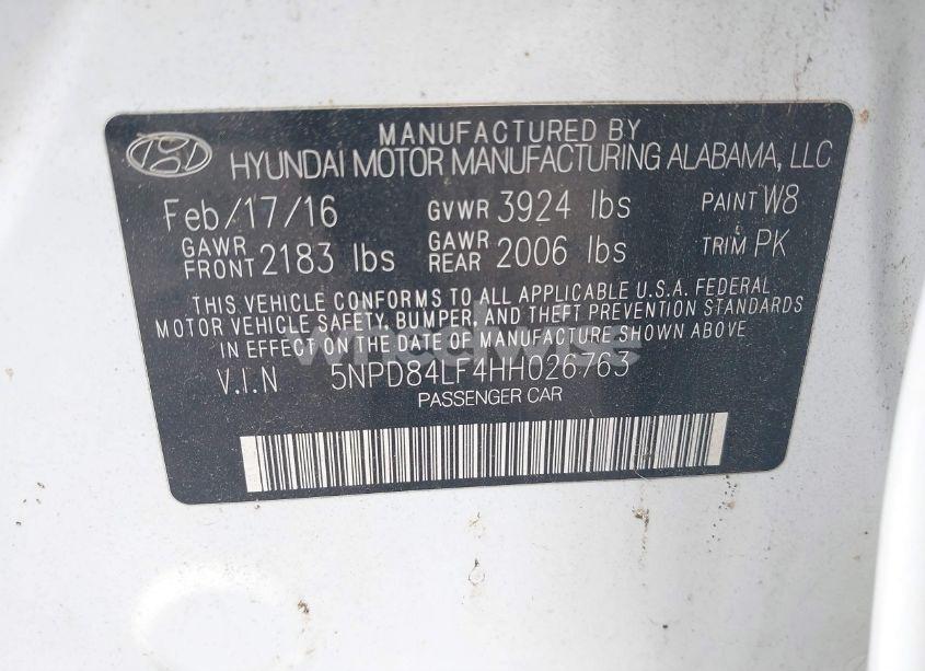 Photo 9 of 2017 Hyundai Elantra SE (VIN 5NPD84LF4HH026763)