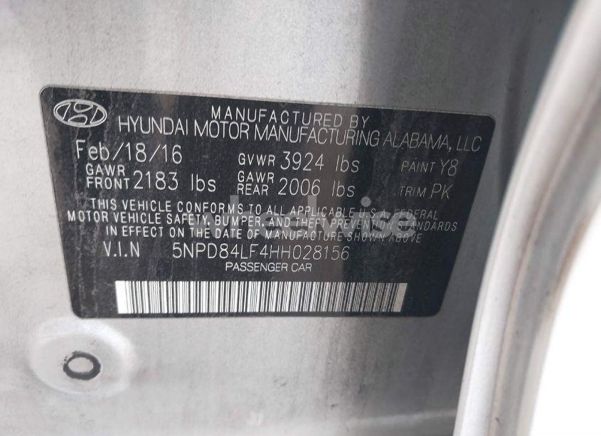 Photo 9 of 2017 Hyundai Elantra SE (VIN 5NPD84LF4HH028156)