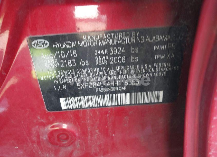 Photo 9 of 2017 Hyundai Elantra VALUE EDITION (VIN 5NPD84LF4HH118553)