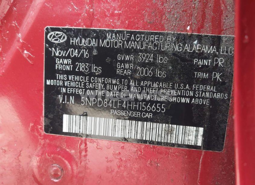 Photo 9 of 2017 Hyundai Elantra SE (VIN 5NPD84LF4HH156655)