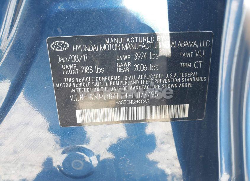 Photo 9 of 2017 Hyundai Elantra VALUE EDITION (VIN 5NPD84LF4HH177795)