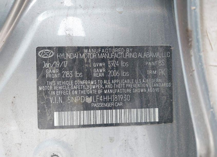 Photo 9 of 2017 Hyundai Elantra SE (VIN 5NPD84LF4HH181930)