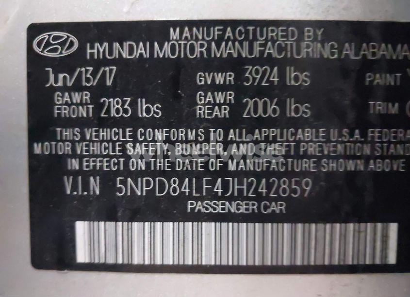 Photo 9 of 2018 Hyundai Elantra SEL (VIN 5NPD84LF4JH242859)