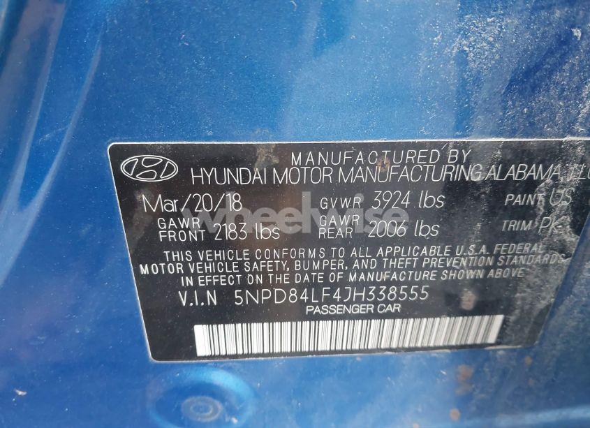 Photo 9 of 2018 Hyundai Elantra SEL (VIN 5NPD84LF4JH338555)