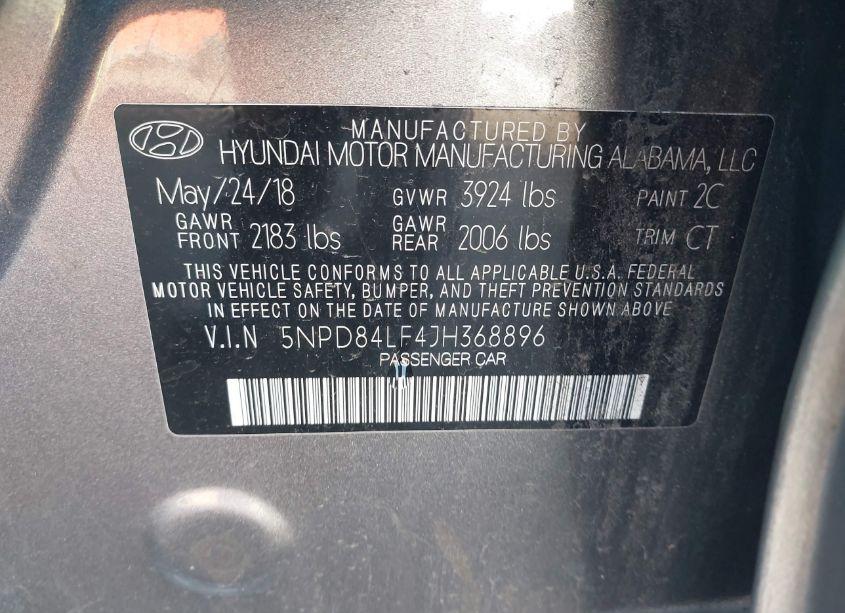 Photo 9 of 2018 Hyundai Elantra SEL (VIN 5NPD84LF4JH368896)