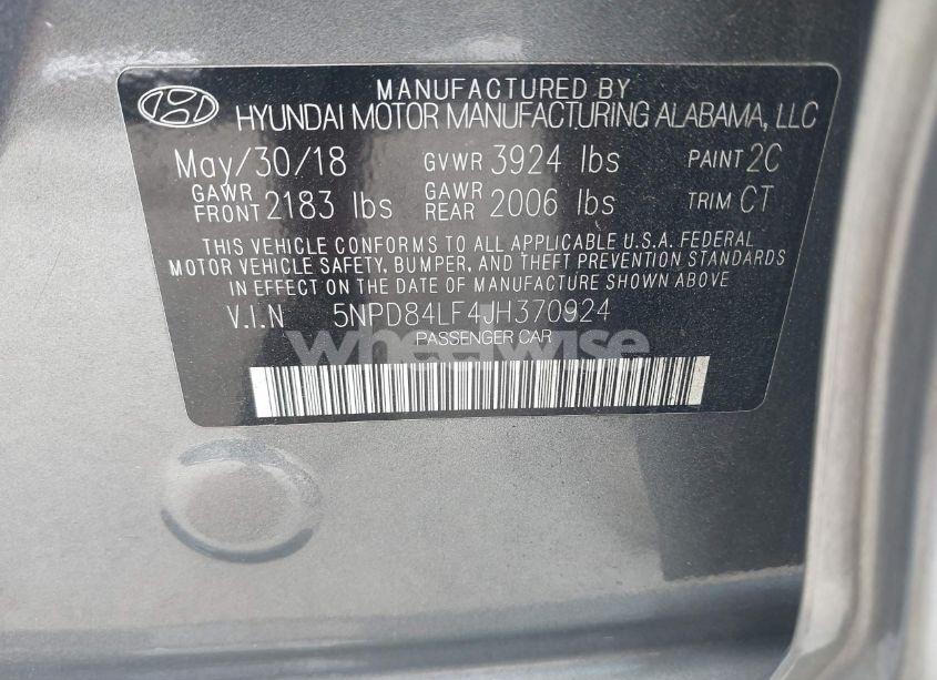 Photo 9 of 2018 Hyundai Elantra SEL (VIN 5NPD84LF4JH370924)