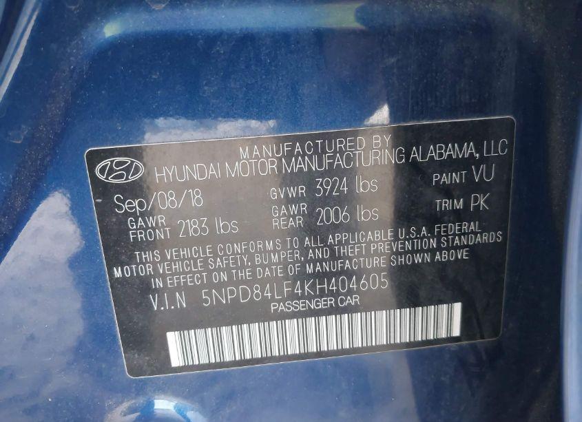 Photo 9 of 2019 Hyundai Elantra SEL (VIN 5NPD84LF4KH404605)