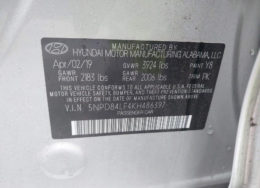 Photo 9 of 2019 Hyundai Elantra LIMITED (VIN 5NPD84LF4KH486397)