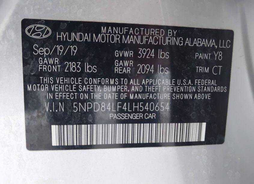 Photo 9 of 2020 Hyundai Elantra SEL (VIN 5NPD84LF4LH540654)