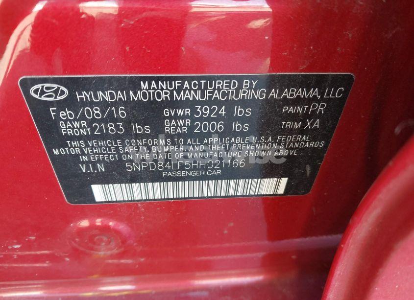 Photo 9 of 2017 Hyundai Elantra SE (VIN 5NPD84LF5HH021166)