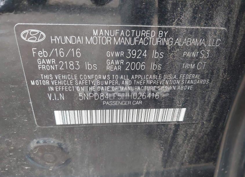 Photo 9 of 2017 Hyundai Elantra LIMITED (VIN 5NPD84LF5HH026416)