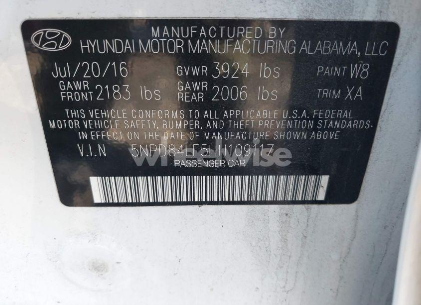 Photo 9 of 2017 Hyundai Elantra SE/VALUE/LIMITED (VIN 5NPD84LF5HH109117)