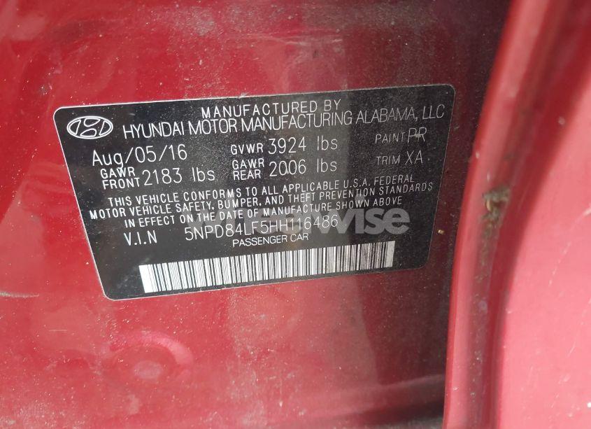 Photo 9 of 2017 Hyundai Elantra SE (VIN 5NPD84LF5HH116486)