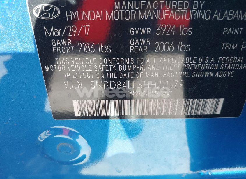 Photo 9 of 2017 Hyundai Elantra SE (VIN 5NPD84LF5HH211579)