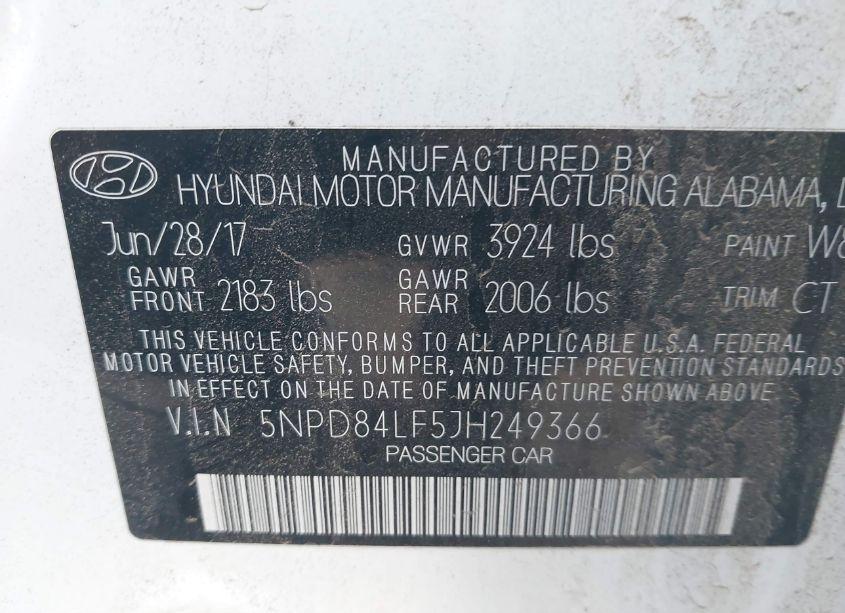 Photo 9 of 2018 Hyundai Elantra SEL (VIN 5NPD84LF5JH249366)