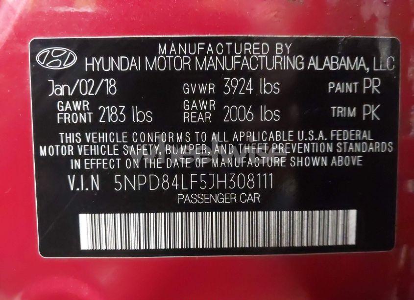 Photo 9 of 2018 Hyundai Elantra SEL (VIN 5NPD84LF5JH308111)