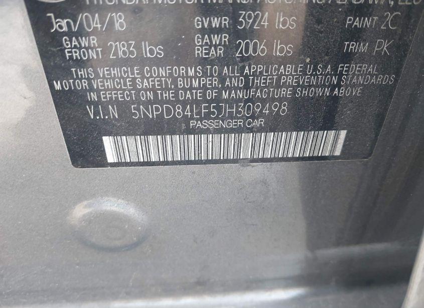 Photo 9 of 2018 Hyundai Elantra SEL (VIN 5NPD84LF5JH309498)