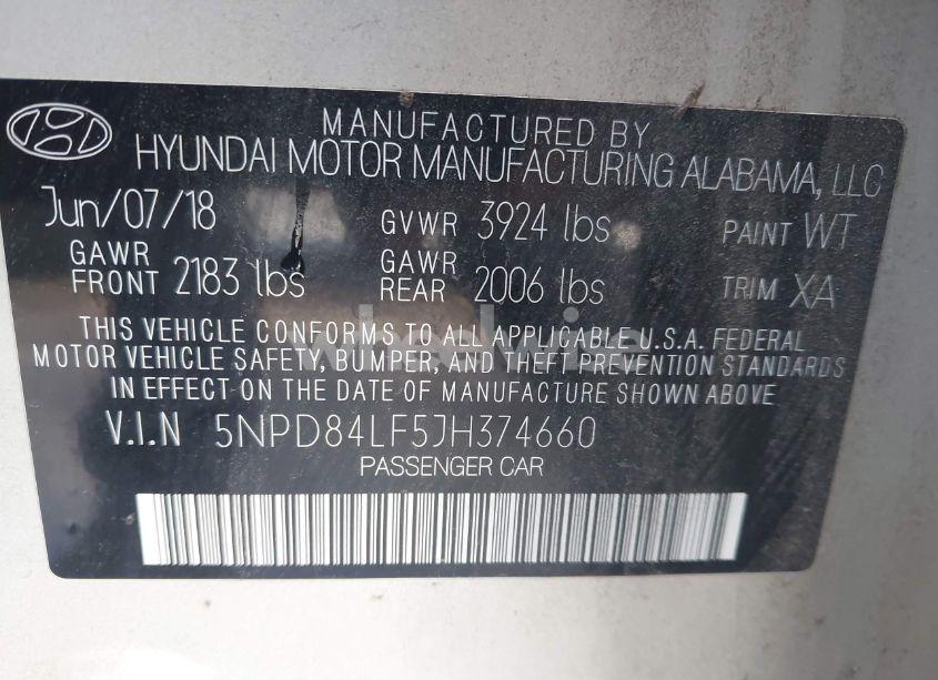 Photo 9 of 2018 Hyundai Elantra SEL (VIN 5NPD84LF5JH374660)