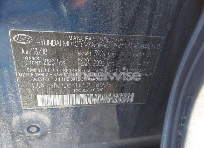 Photo 9 of 2018 Hyundai Elantra VALUE EDITION (VIN 5NPD84LF5JH385576)