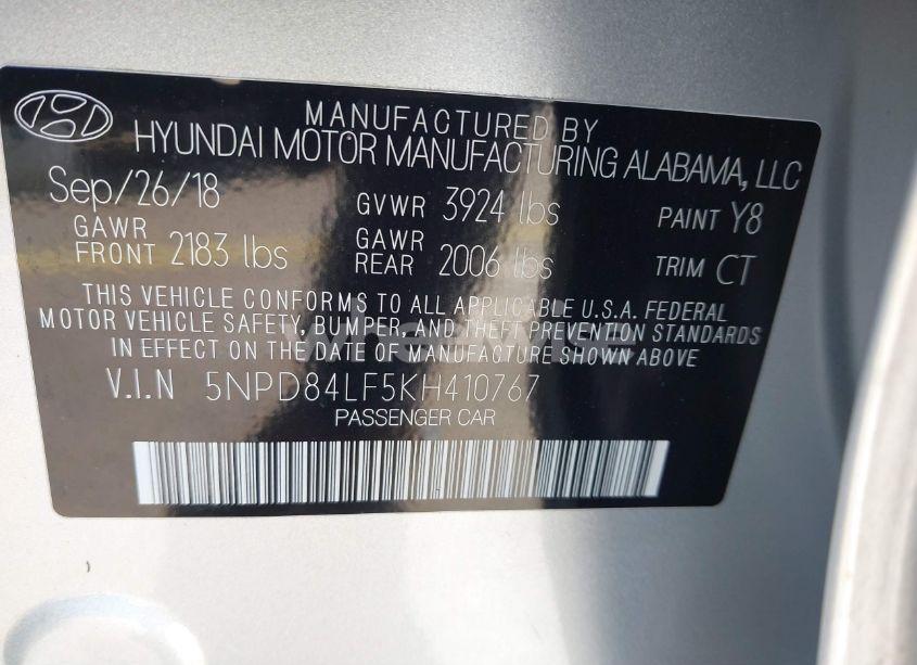 Photo 9 of 2019 Hyundai Elantra SEL (VIN 5NPD84LF5KH410767)