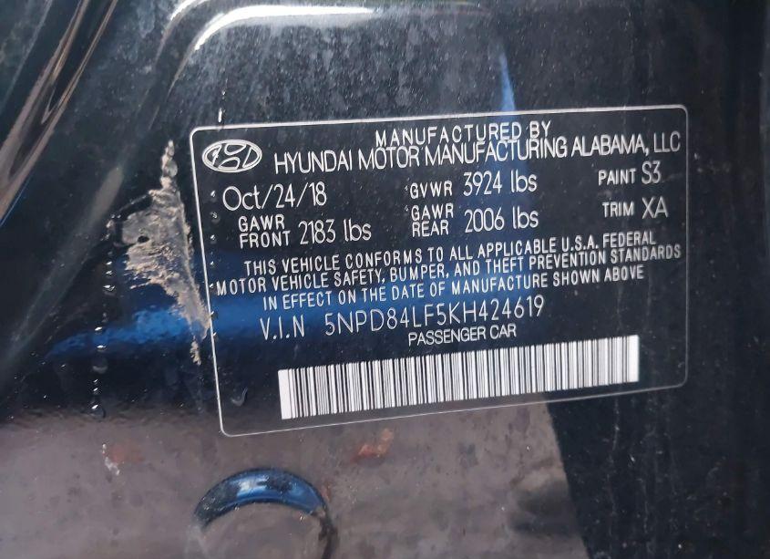 Photo 9 of 2019 Hyundai Elantra VALUE EDITION (VIN 5NPD84LF5KH424619)