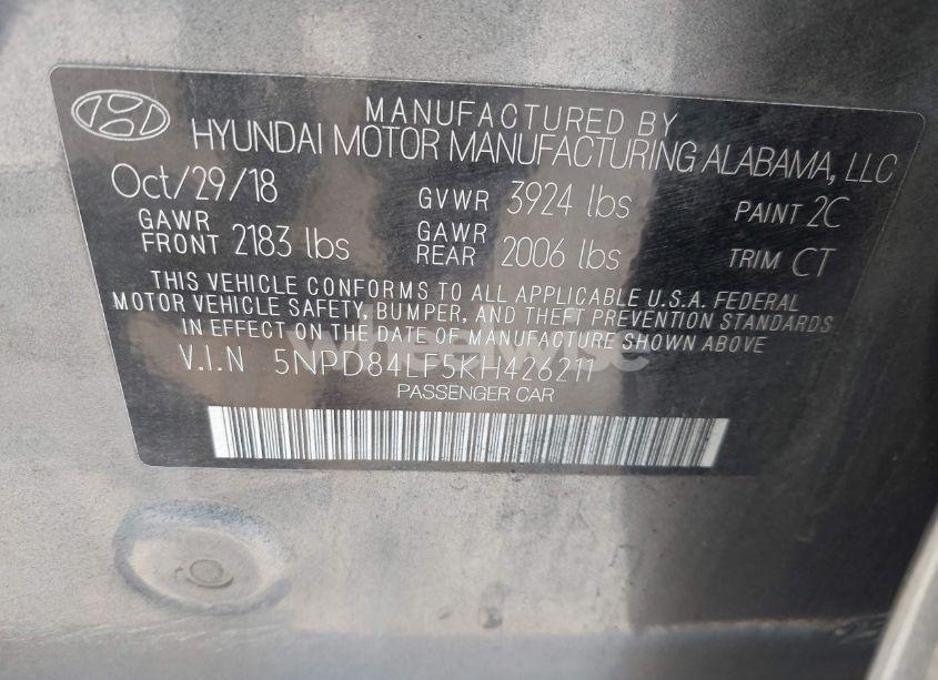 Photo 9 of 2019 Hyundai Elantra SEL (VIN 5NPD84LF5KH426211)